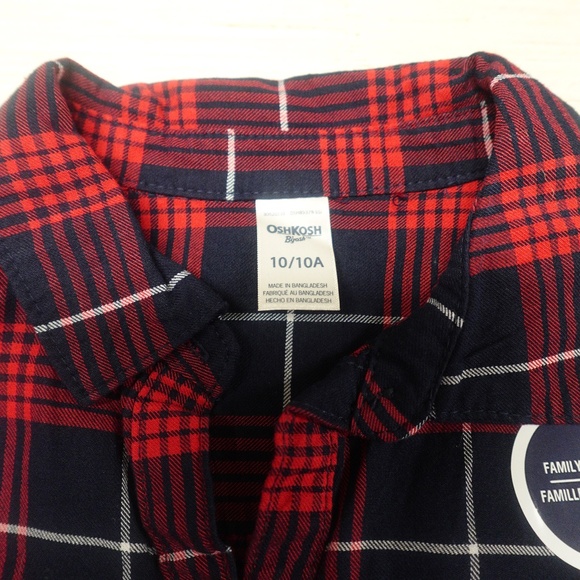 OshKosh B’gosh Girls Plaid Shirt Dress | Size 10 | Red | NWT - Picture 2 of 5